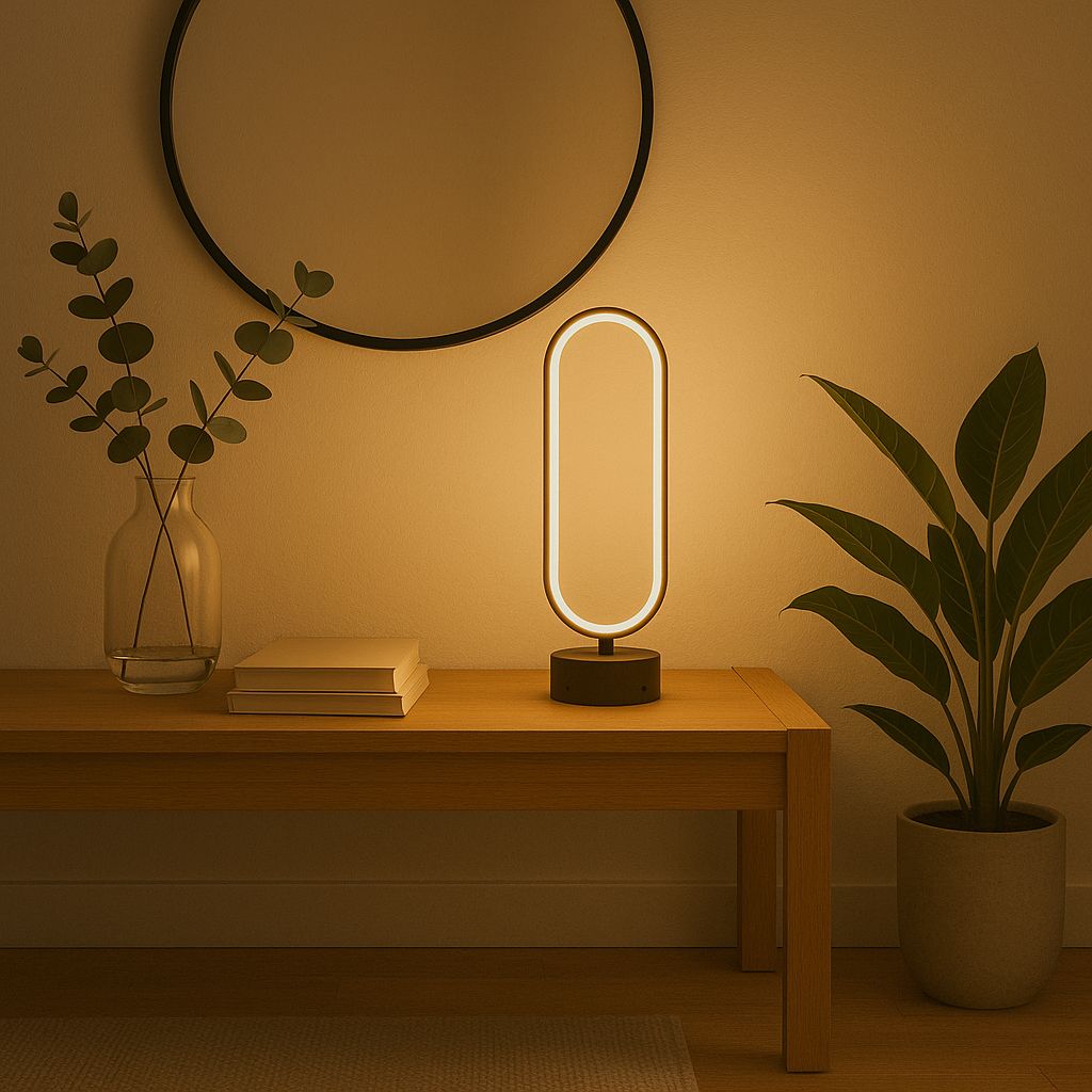 🔹 Myledim ELİPS LED Masa Lambası – 3 Renk Ayarlı, Modern Tasarım