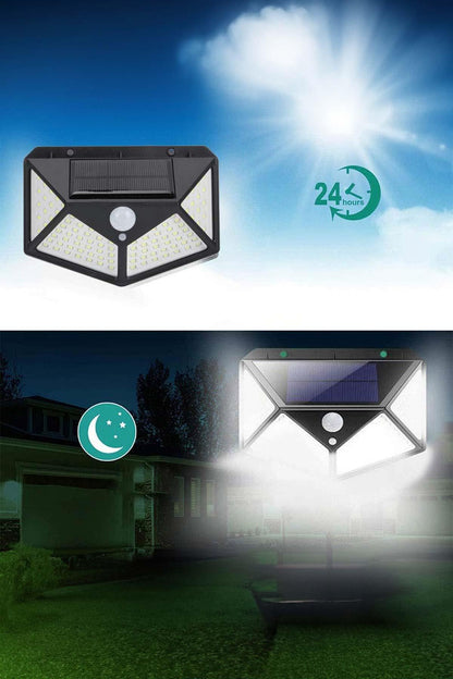 100 LED’li Solar Hareket Sensörlü Bahçe Lambası | 20W | IP65 | 3 Modlu Akıllı Aydınlatma
