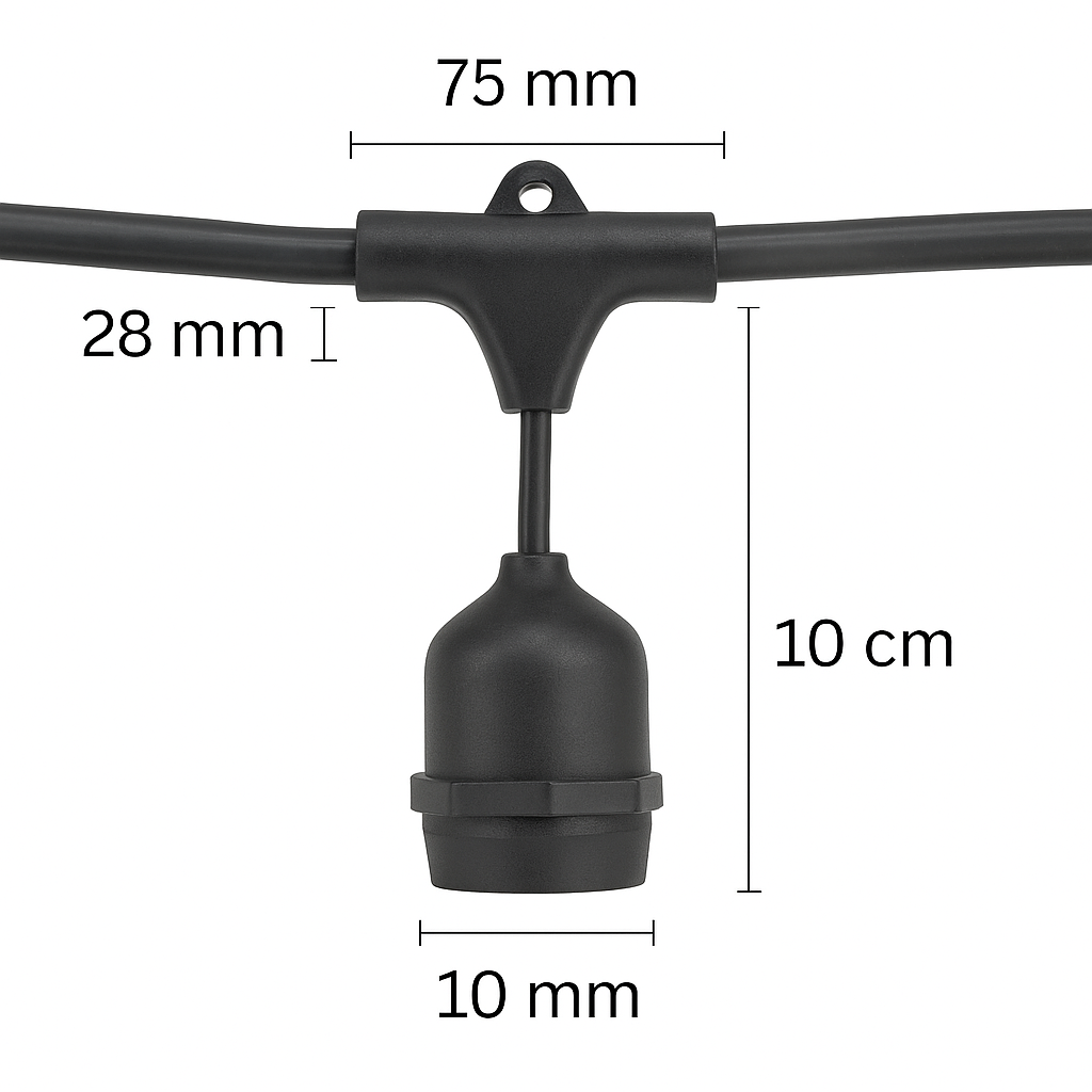 10 m E27 Duylu Dış Mekân Aydınlatma Kablosu – Yüksek Su Dayanımı, Pergola & Bahçe Dekor”