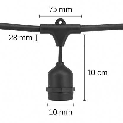 10 m E27 Duylu Dış Mekân Aydınlatma Kablosu – Yüksek Su Dayanımı, Pergola & Bahçe Dekor”