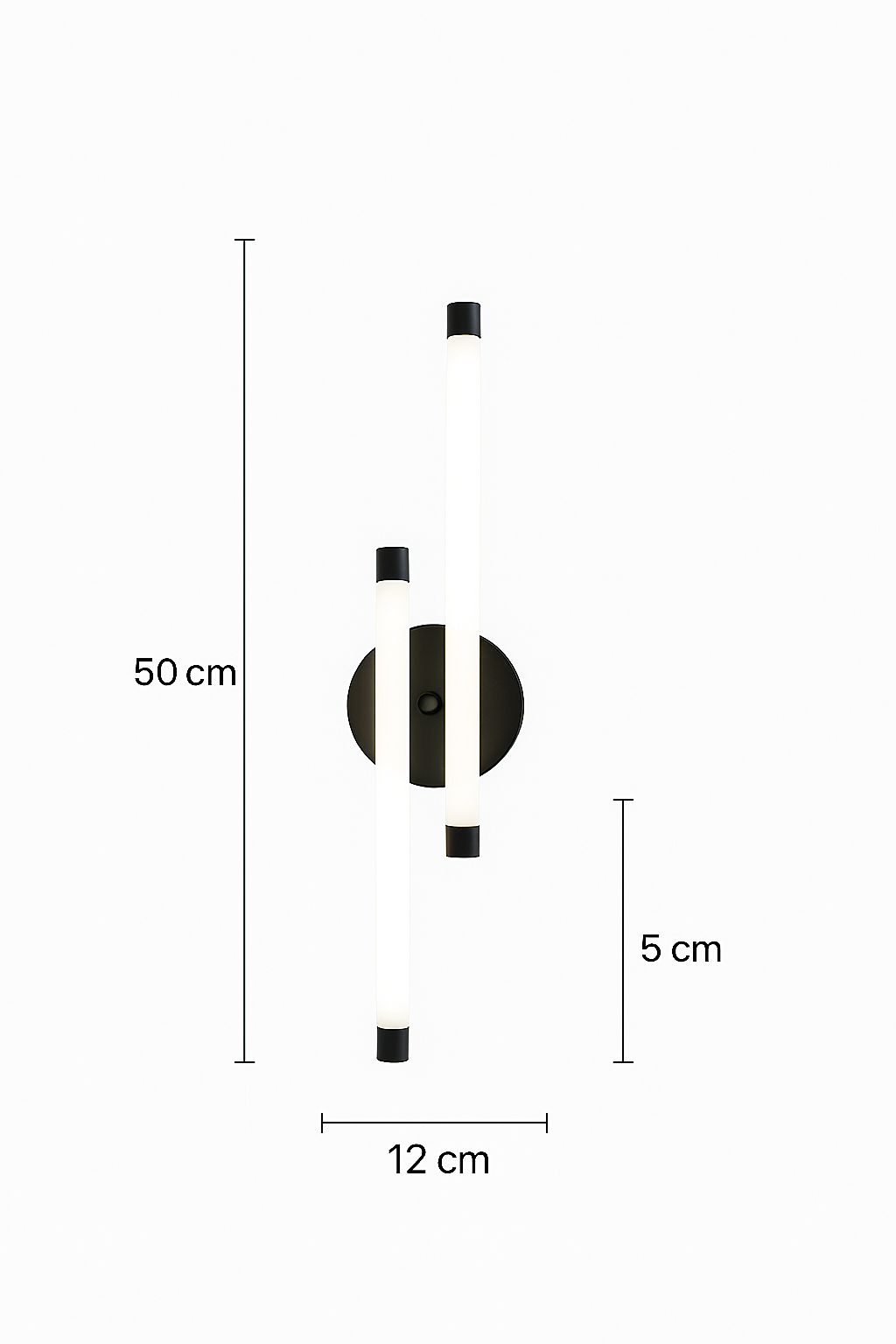 Myledim Çift Borulu 3 Renkli LED Duvar Apliği – Modern Siyah Gövde Tasarım