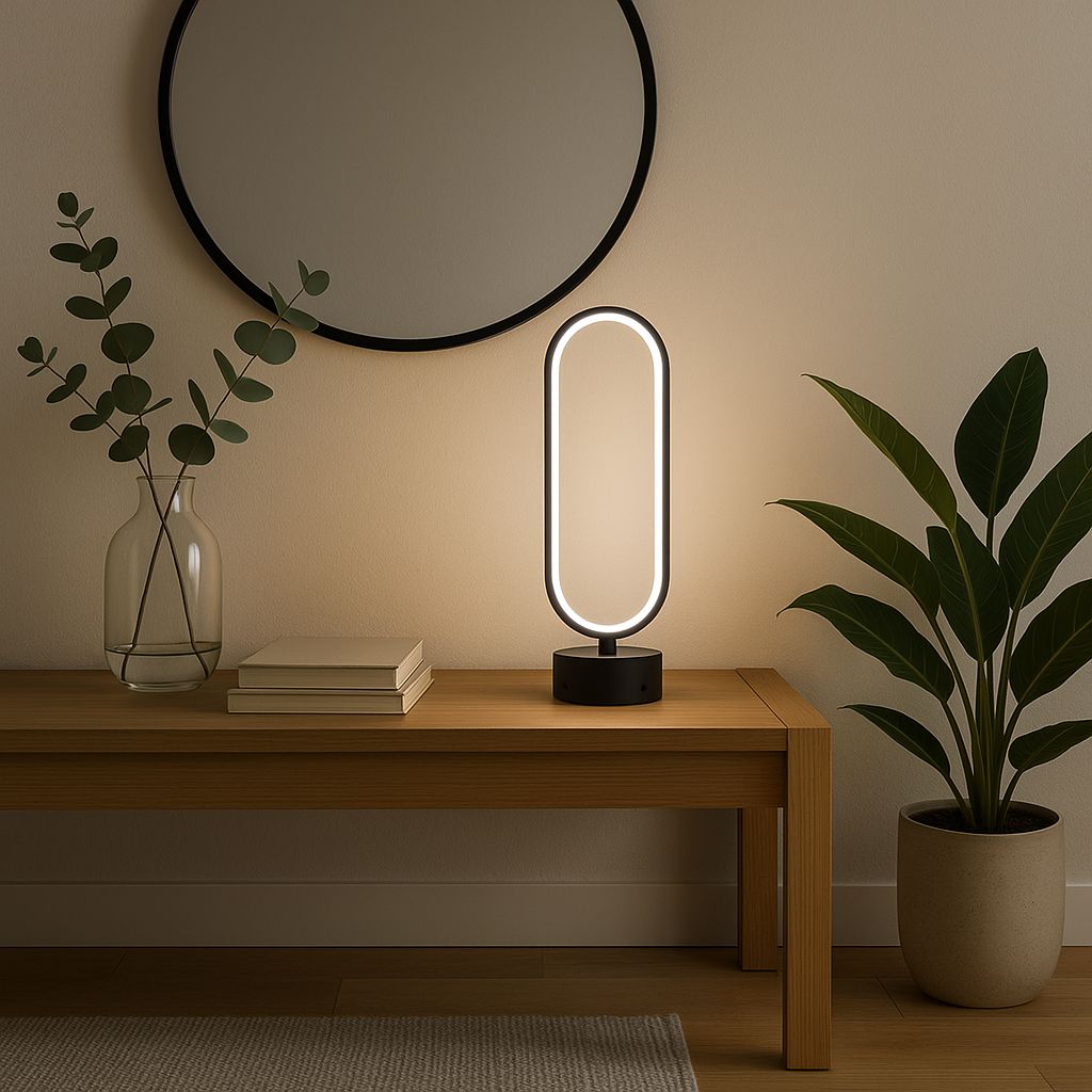 🔹 Myledim ELİPS LED Masa Lambası – 3 Renk Ayarlı, Modern Tasarım