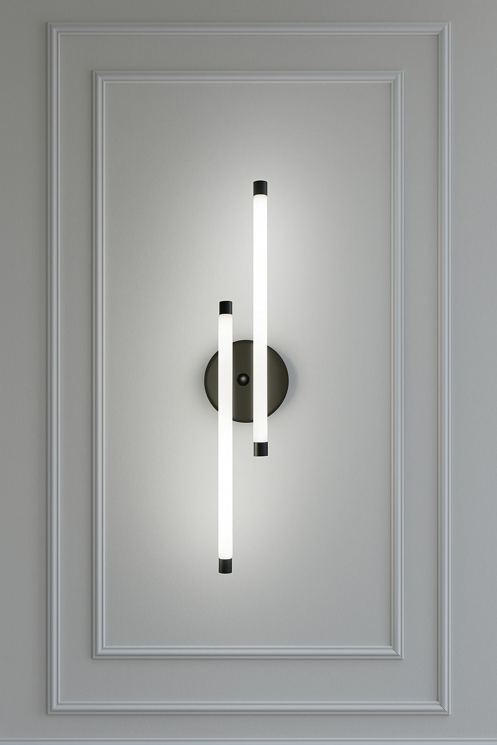 Myledim Çift Borulu 3 Renkli LED Duvar Apliği – Modern Siyah Gövde Tasarım