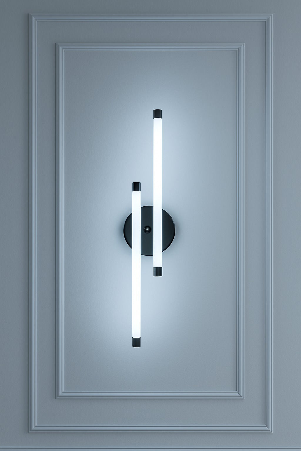 Myledim Çift Borulu 3 Renkli LED Duvar Apliği – Modern Siyah Gövde Tasarım