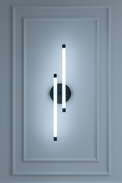 Myledim Çift Borulu 3 Renkli LED Duvar Apliği – Modern Siyah Gövde Tasarım