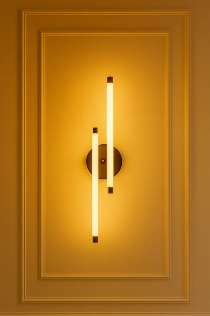 Myledim Çift Borulu 3 Renkli LED Duvar Apliği – Modern Siyah Gövde Tasarım