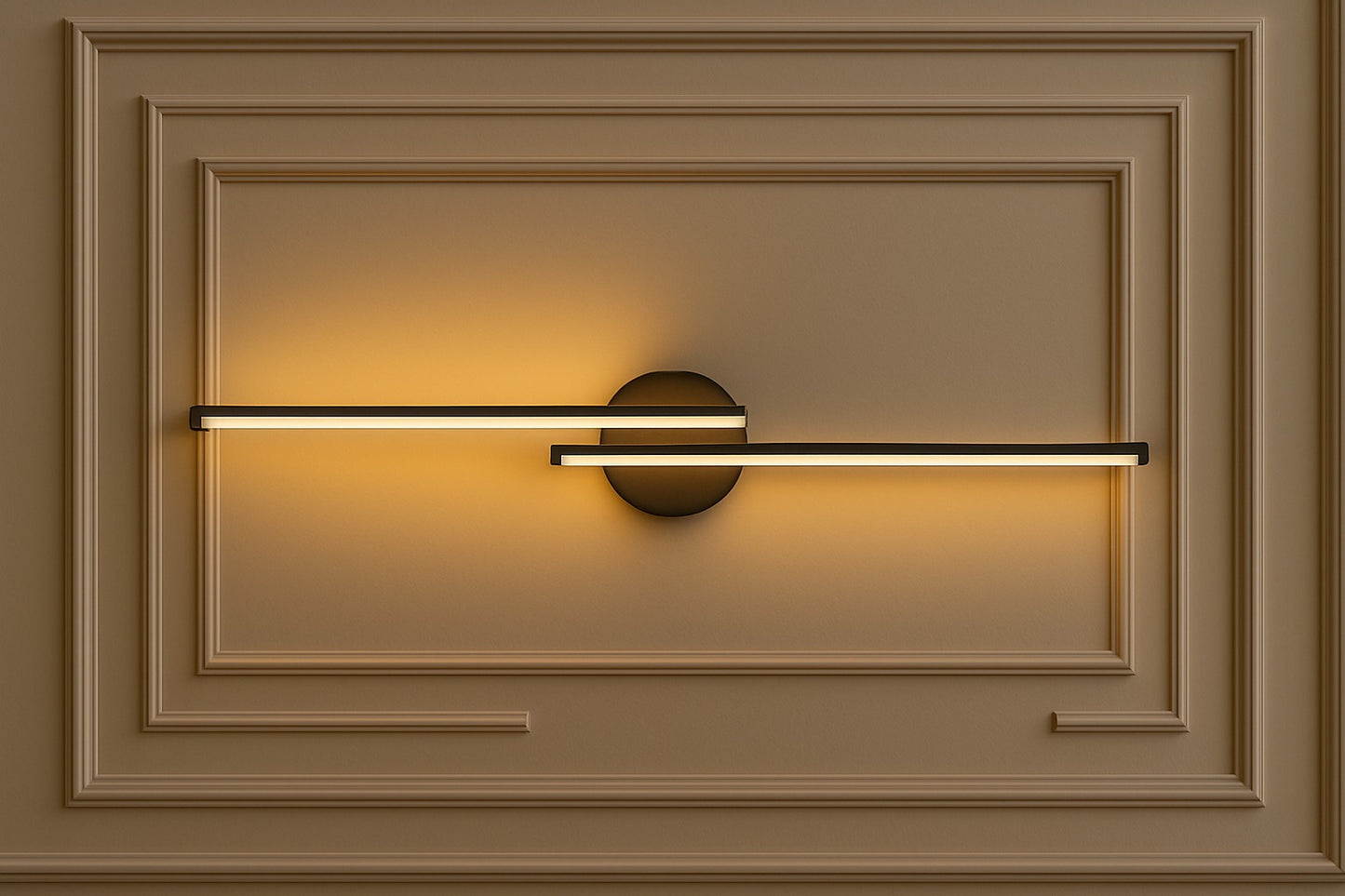 Myledim Yatay Çift Kollu 3 Renkli LED Duvar Apliği – Modern Minimalist Işık Tasarımı