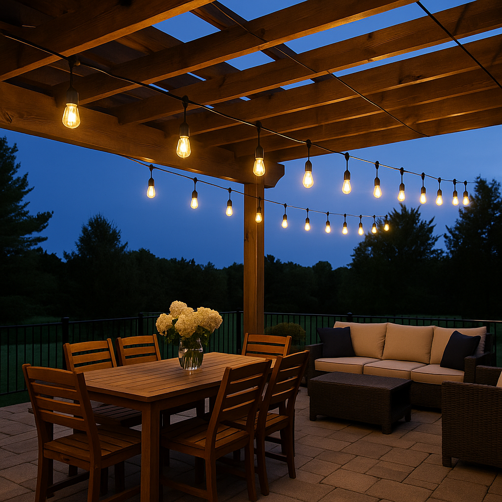 10 m E27 Duylu Dış Mekân Aydınlatma Kablosu – Yüksek Su Dayanımı, Pergola & Bahçe Dekor”